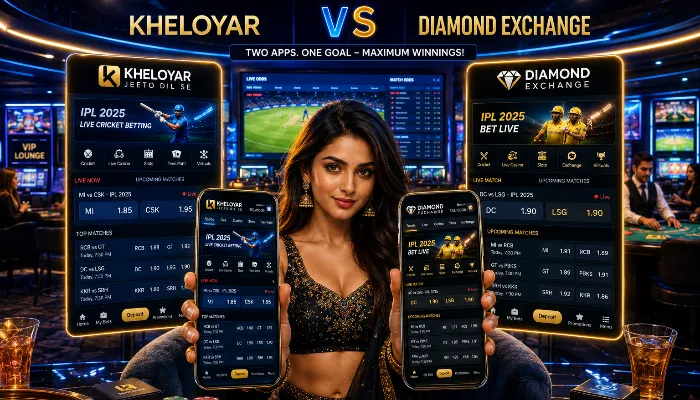 Kheloyar vs Diamond Exchange mobile betting app interface comparison