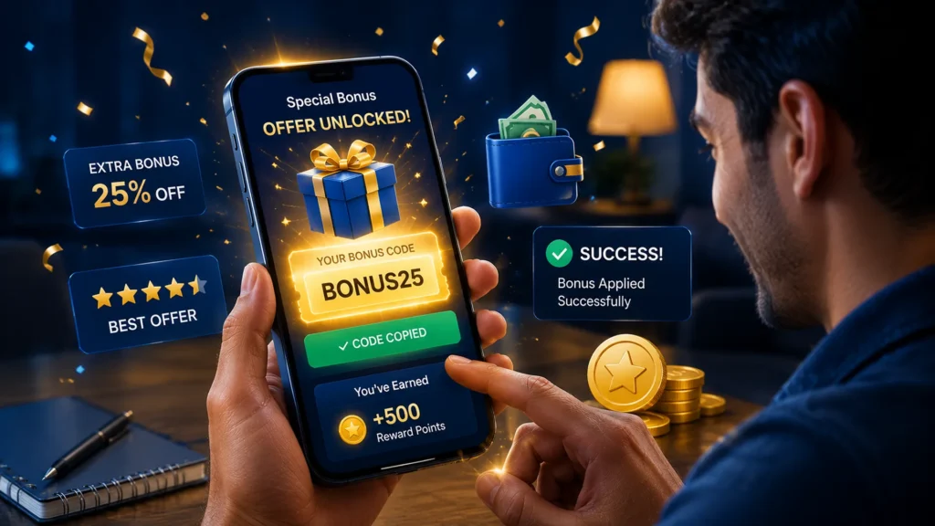 Khelo24 special bonus code offer with coupon card and reward notification