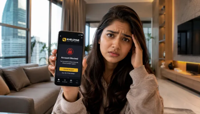 Kheloyar account blocked error shown on smartphone screen