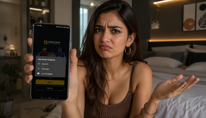Kheloyar app crash issue showing app keeps stopping error on Android phone